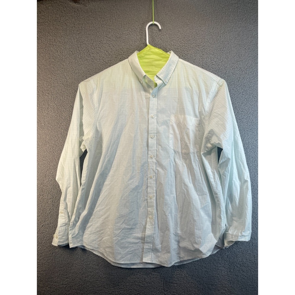 Croft & Barrow Mens 2XL  White Plaid‎  Long  Sleeve Button Down Shirt